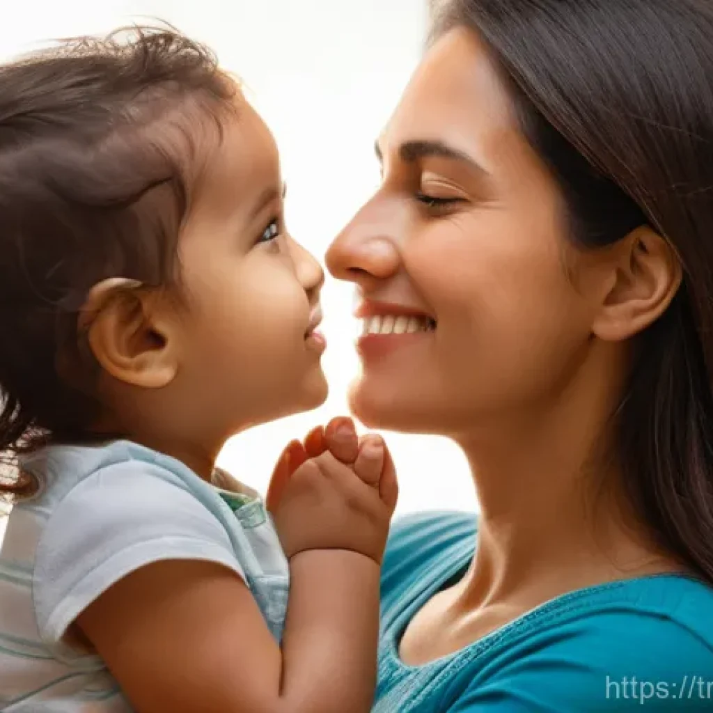 부모의 감정 표현 방식 - **Emotional Connection and Non-Verbal Cues:**
"A heartwarming, softly lit portrait of a mother g...