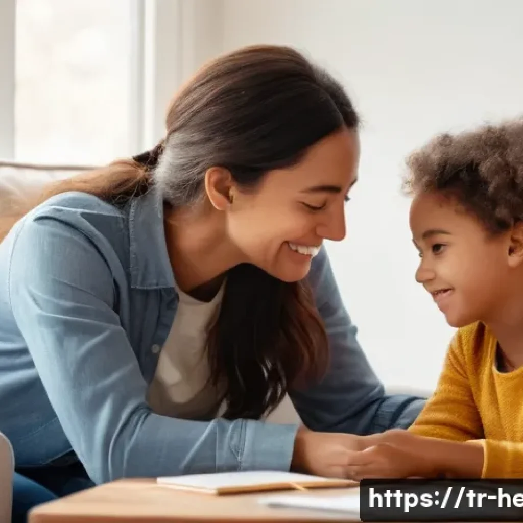 자녀가 존경하는 부모 되기 - **Prompt:** A cozy, warmly lit living room scene. A gentle, kind-faced parent (gender-neutral, weari...